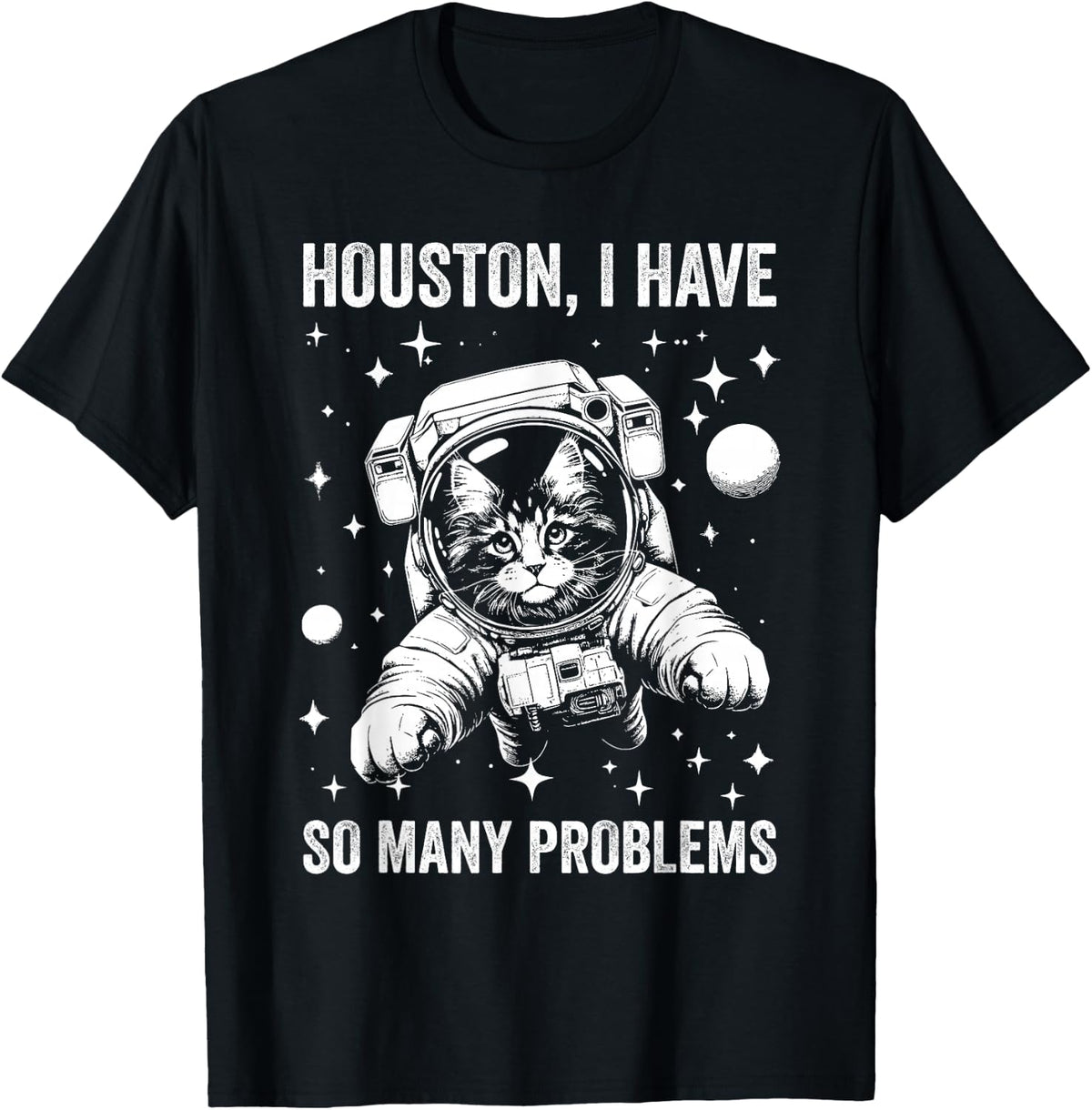 Cat Dad Mom Space - Houston Problem Maine Coon T-Shirt - Black