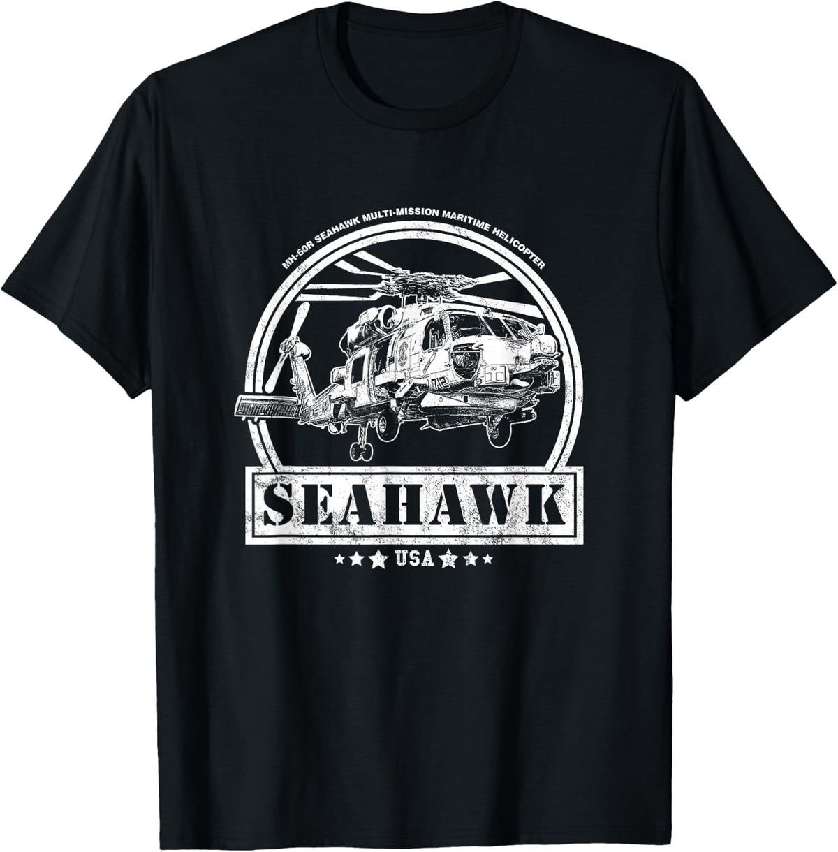 MH-60 Seahawk Helicopter T-Shirt - Black
