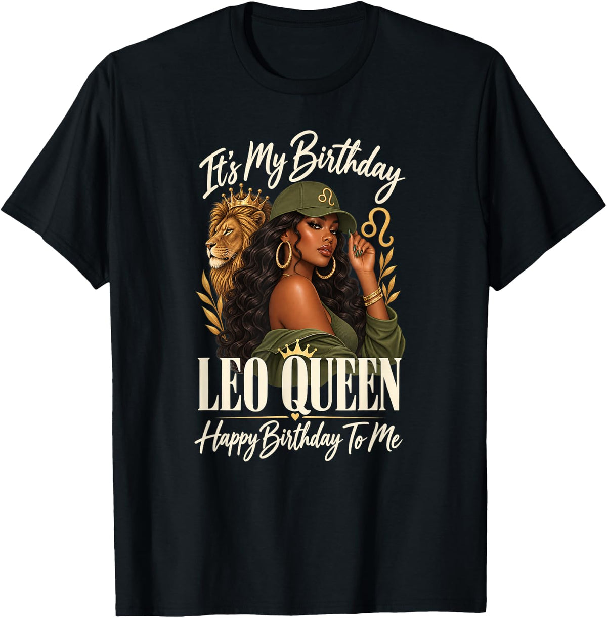 Leo Queen It's My Birthday Zodiac Women T-Shirt - Black