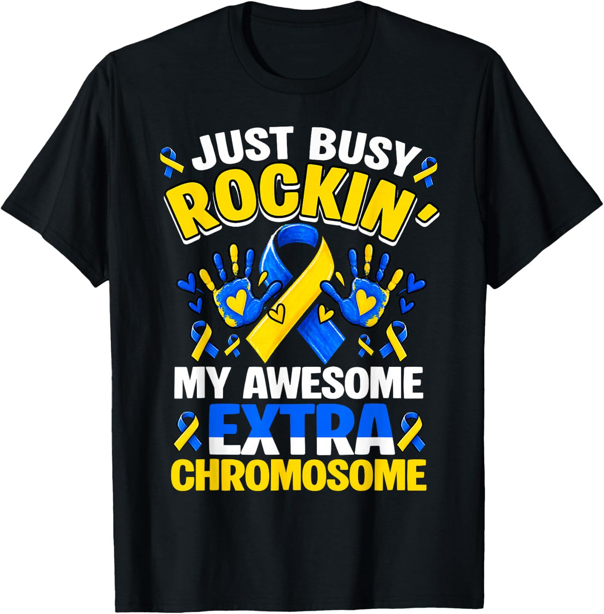 Down Syndrome Awesome Extra Chromosome Awareness Month T-Shirt - Black