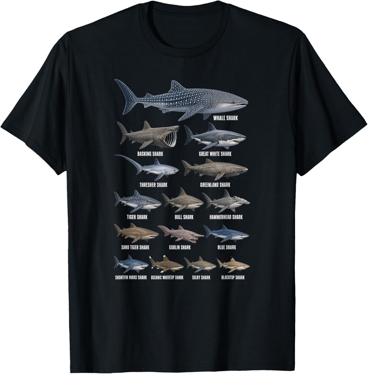 Whale Shark Species Guide Biology Stem T-Shirt - Black