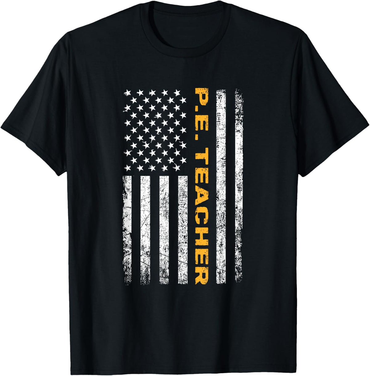 PE Teacher US Flag Vintage - PE Squad T-Shirt - Black