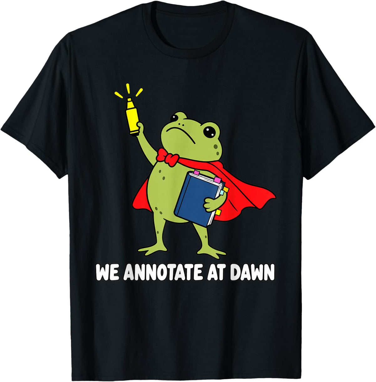 English Teacher Reading Highlighter Frog Classroom Humor T-Shirt - Black