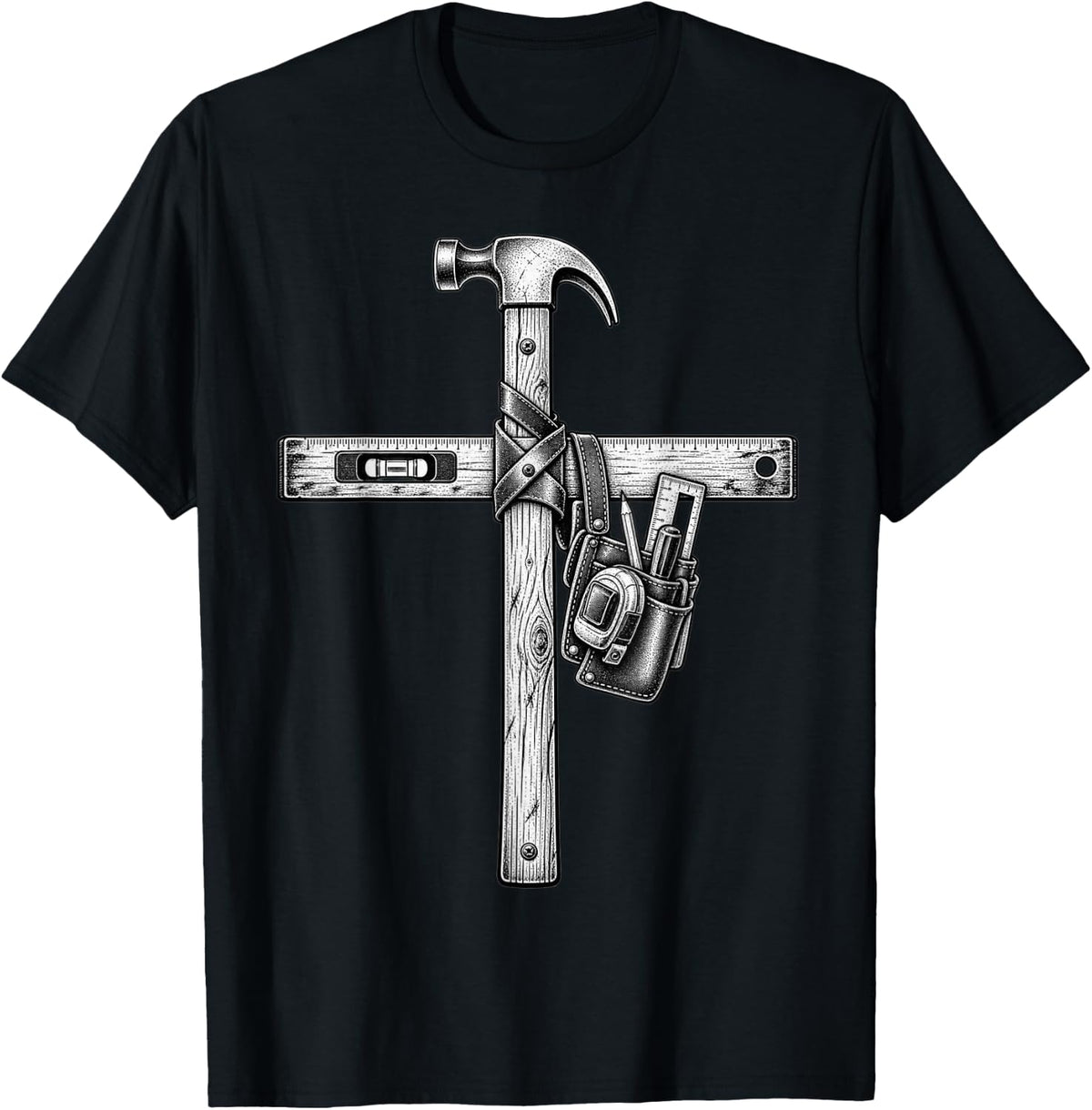 Vintage Carpenter Handyman Construction Woodworker Tools T-Shirt - Black