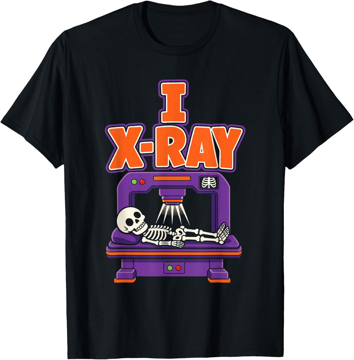 X Ray Tech Halloween Skeleton Radiology Rib Cage Thumbs Up T-Shirt - Black