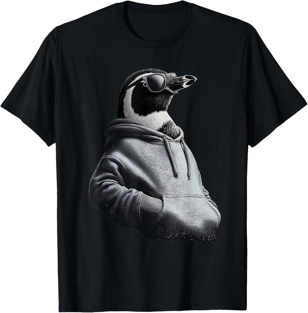 Penguin with Sunglasses Motif Sea Ocean Penguin Animal Lover T-Shirt - Black
