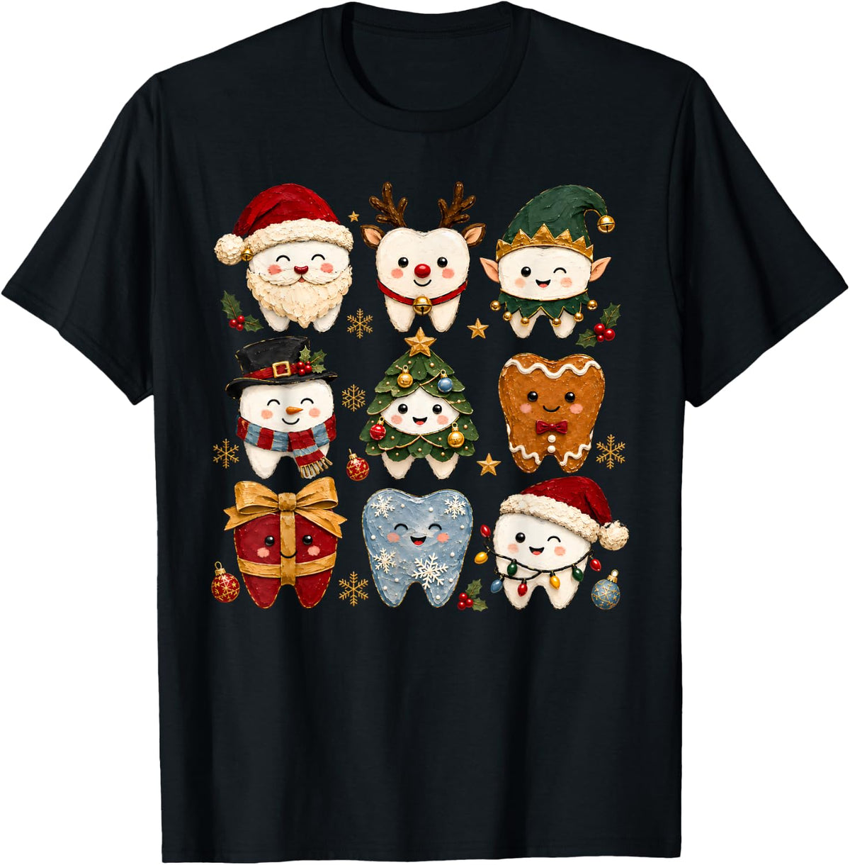 Christmas Dental Assistant Holiday Dental Dentist Xmas T-Shirt - Black