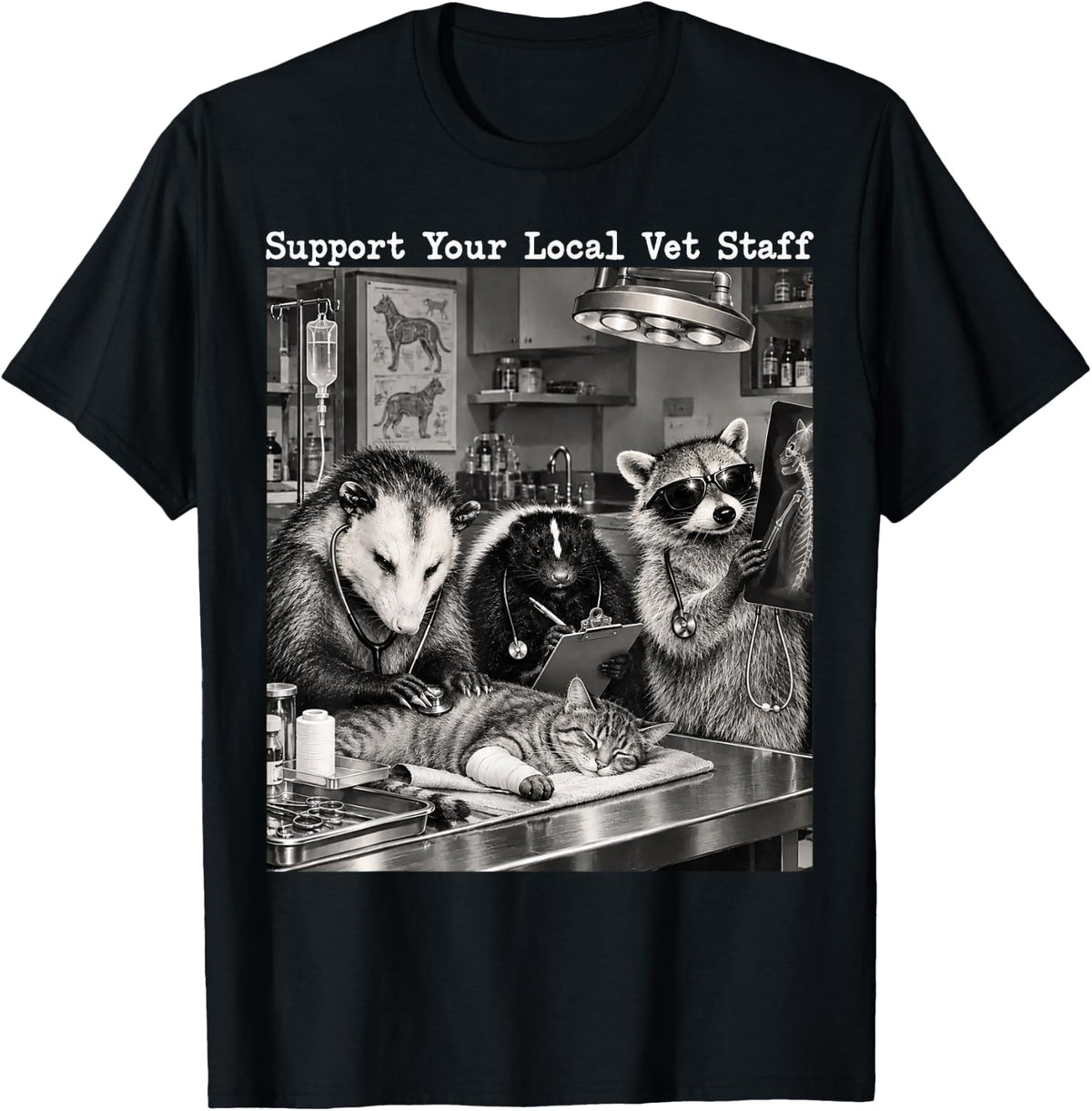 Support Your Local Vet Staff T-Shirt - Black