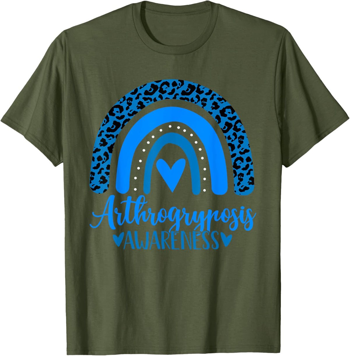 we wear Blue rainbow awsewome for Arthrogryposis Awareness T-Shirt - Olive Green
