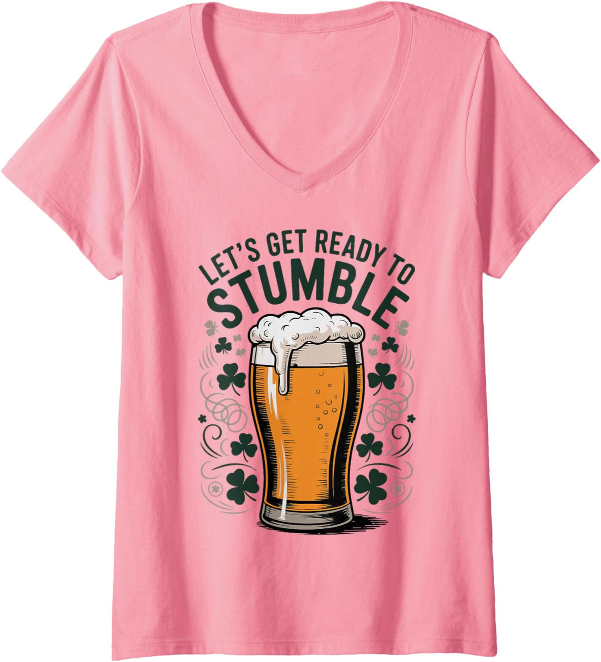 Women's Ireland St Patrick's Day Beer Drinking Irish Beer Lovers V-Neck T-Shirt - Pink