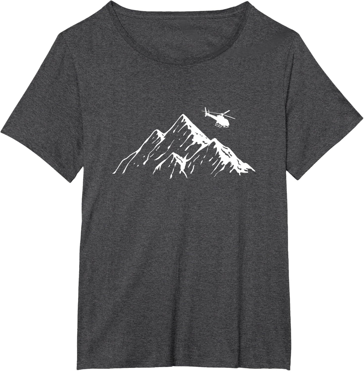 Helicopter Mountains Heli Copter Pilot Aviation Flight T-Shirt - Dark Heather Grey