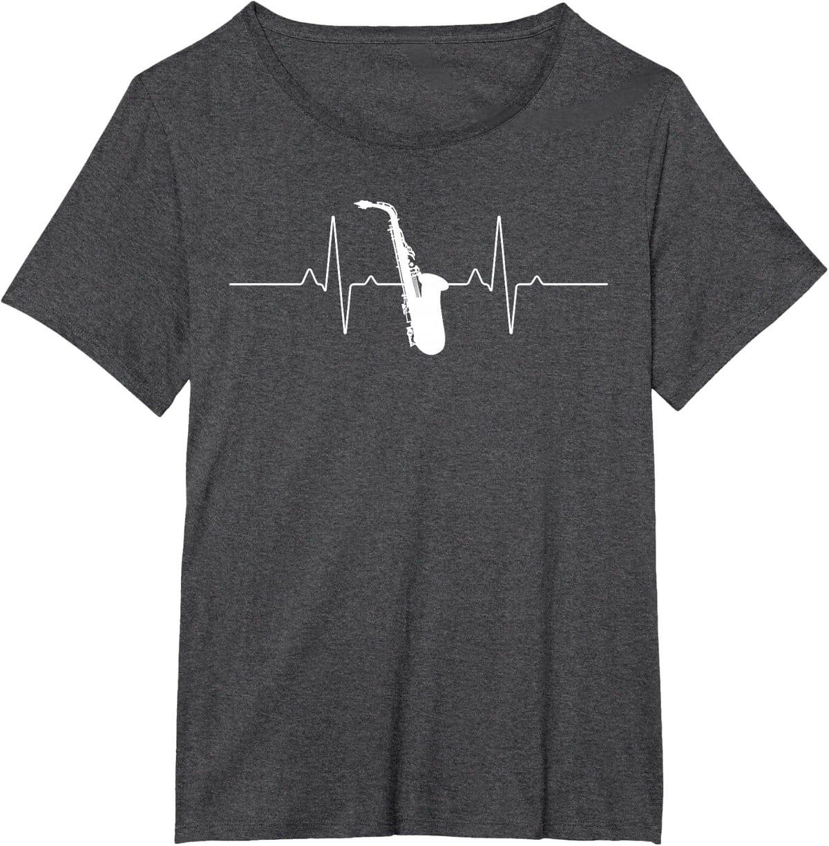 Cool Saxophone For Men Women Jazz Blues Music Band Heartbeat T-Shirt - Dark Heather Grey