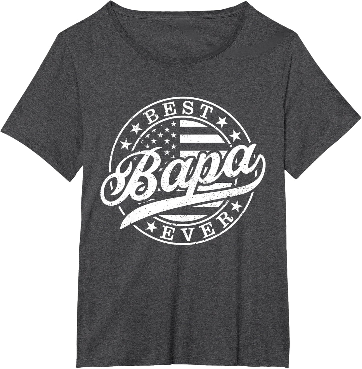 Best Bapa Ever American US Flag Funny Grandpa Father's Day T-Shirt - Dark Heather Grey