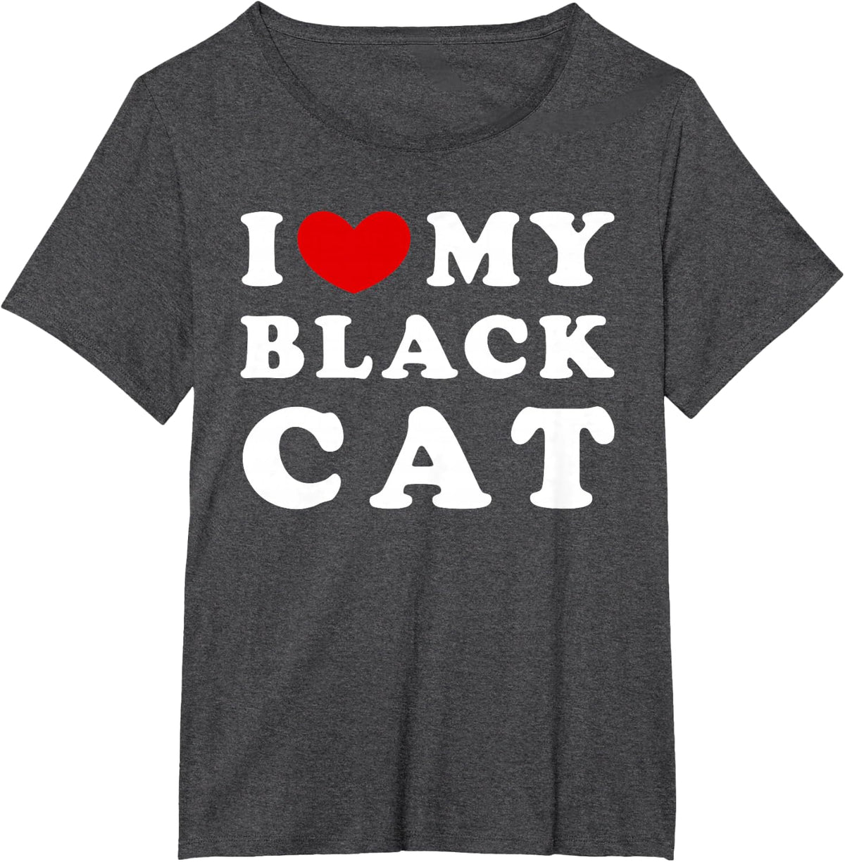 I Love My Black Cat T-Shirt Heart Black Cat Tees For Cat Lovers Men Women - Dark Heather Grey