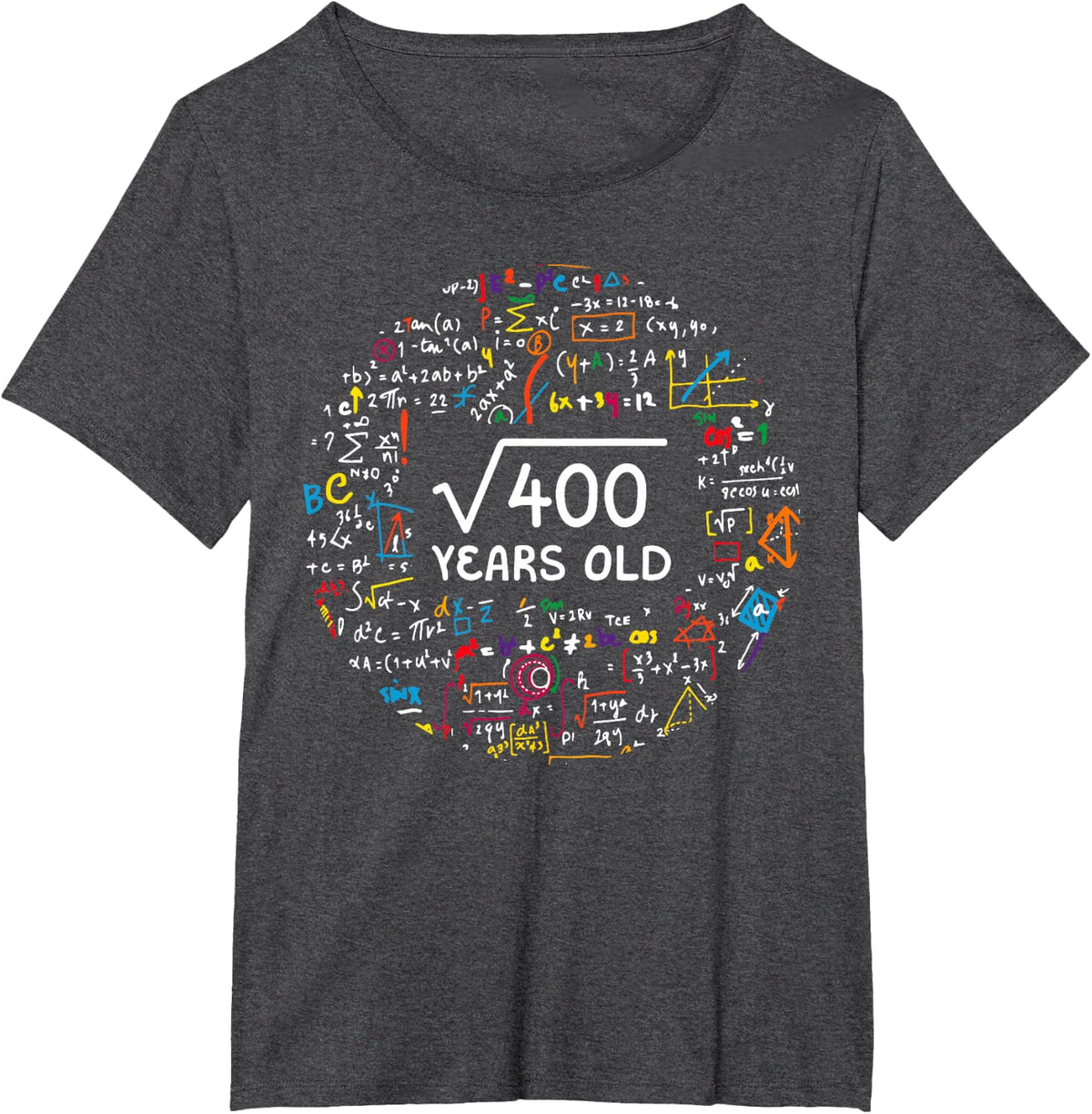 Square Root Of 400 20th Birthday 20 Year Old Gifts Math Bday T-Shirt - Dark Heather Grey