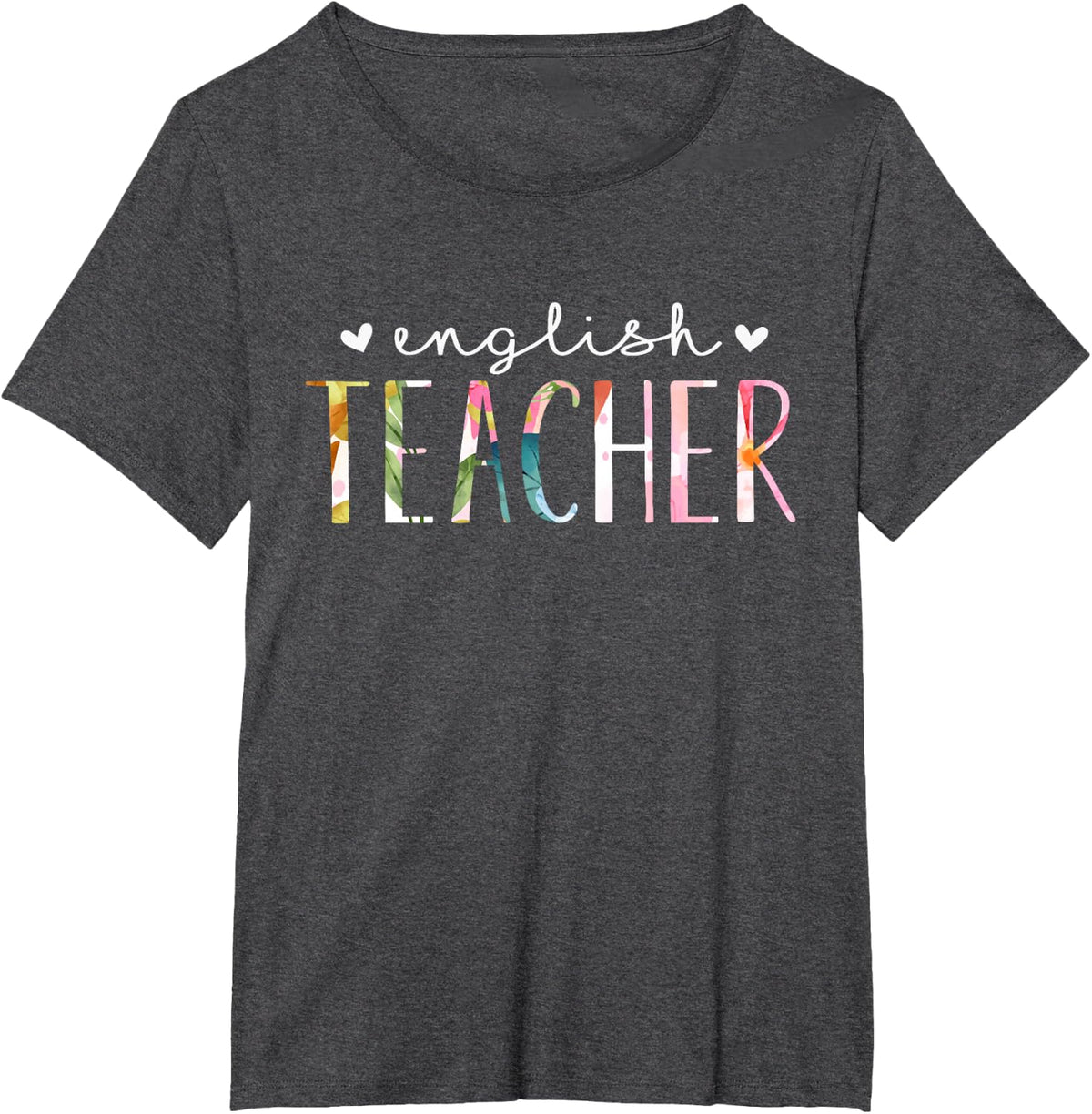 English Teacher Cute Floral Design Teacher's Day T-Shirt - Dark Heather Grey