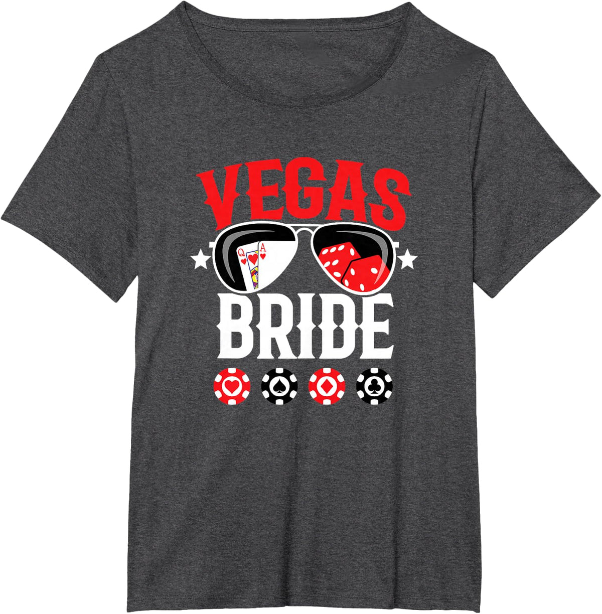 Vegas Wedding Bride Shirts - Married in Vegas Bride Squad Tees T-Shirts for Women Bachelorette Party - Dark Heather Grey