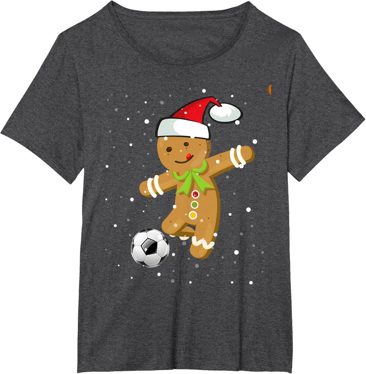Christmas Football Soccer Gingerbread Player T-Shirt Tee for Holiday Sports Fans - Dark Heather Grey