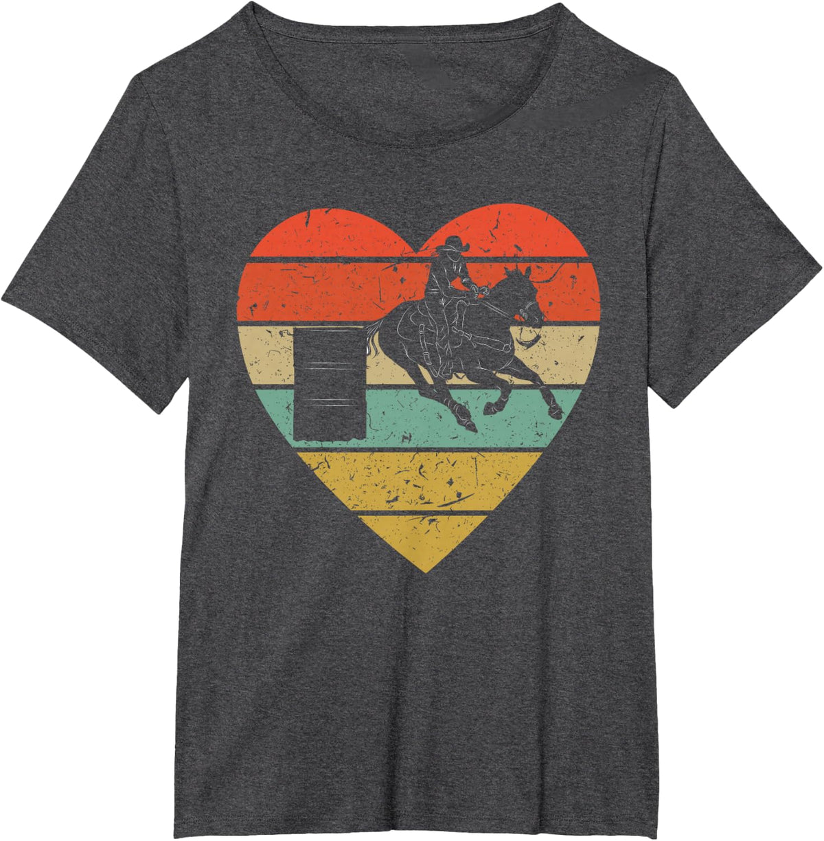 Barrel Racing Vintage Design | Retro Horse Rider Heart Sport T-Shirt - Dark Heather Grey