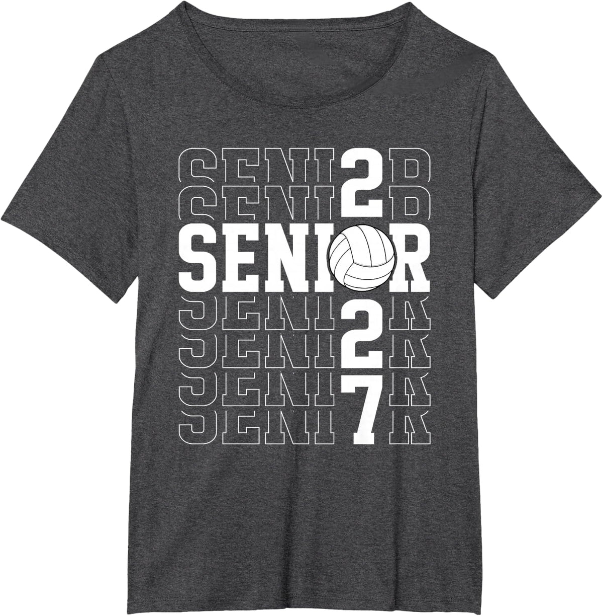 Volleyball Senior 2027 Graduation Senior Volleyball Player T-Shirt - Dark Heather Grey