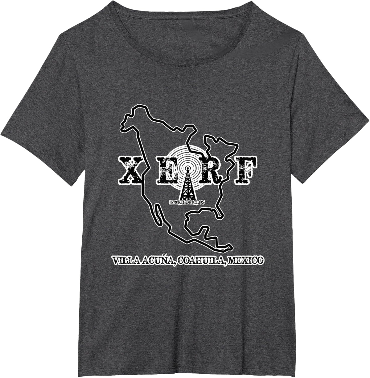 XERF Mexican Border Blasters Pirate Radio Station T-Shirt T-Shirt - Dark Heather Grey