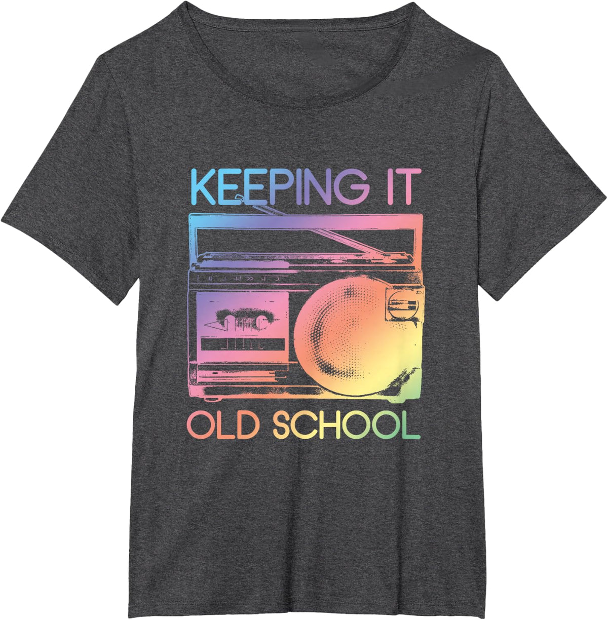 Keeping It Old School Retro 80s 90s Boombox Music T-Shirt - Dark Heather Grey