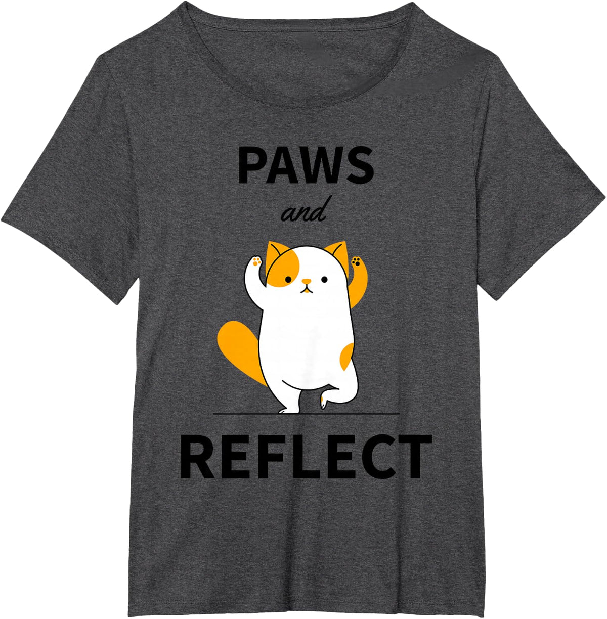 Paws and reflective yoga cat pause T-Shirt - Dark Heather Grey