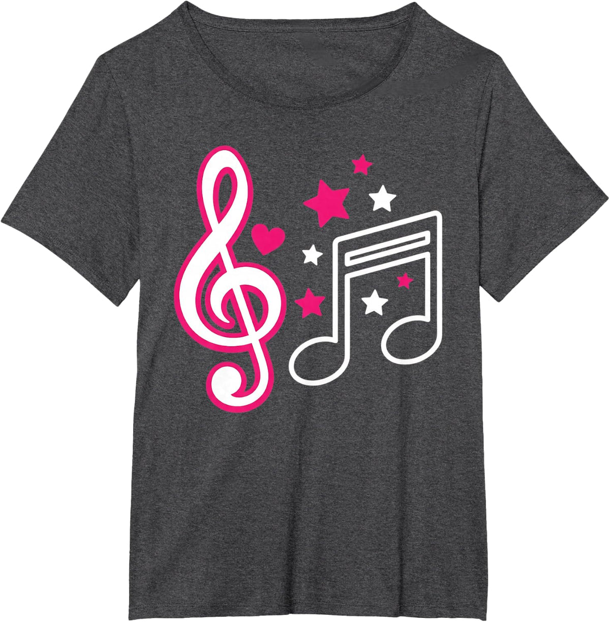 Music Notes Treble Clef Stars T-Shirt - Dark Heather Grey