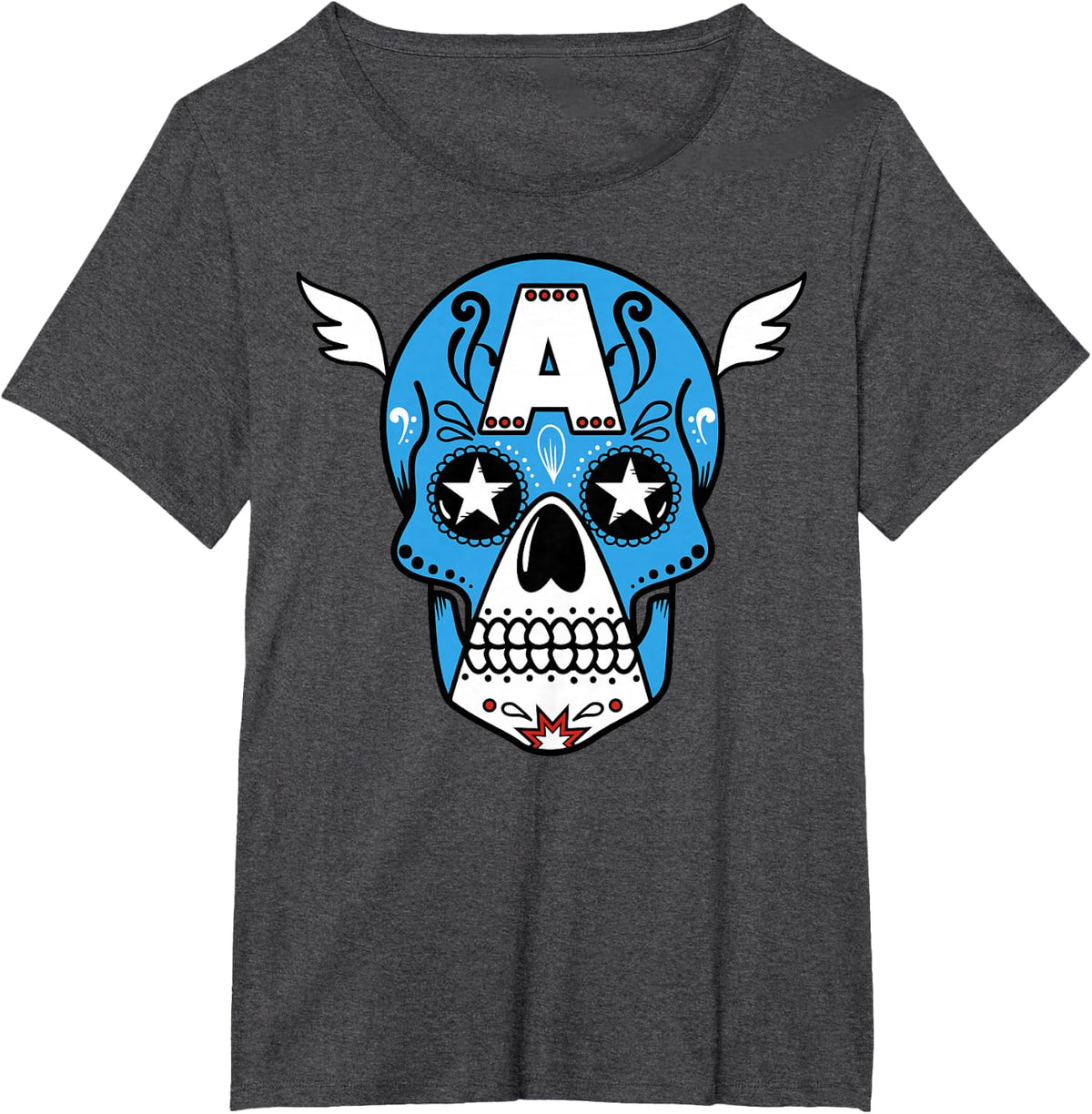 Marvel Avengers Captain America Sugar Skull Graphic T-Shirt T-Shirt - Dark Heather Grey