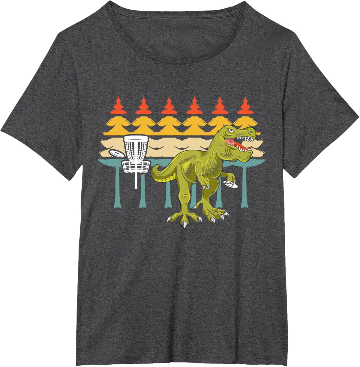 Disc Golf Dinosaur T-Rex Dino T-Shirt - Dark Heather Grey