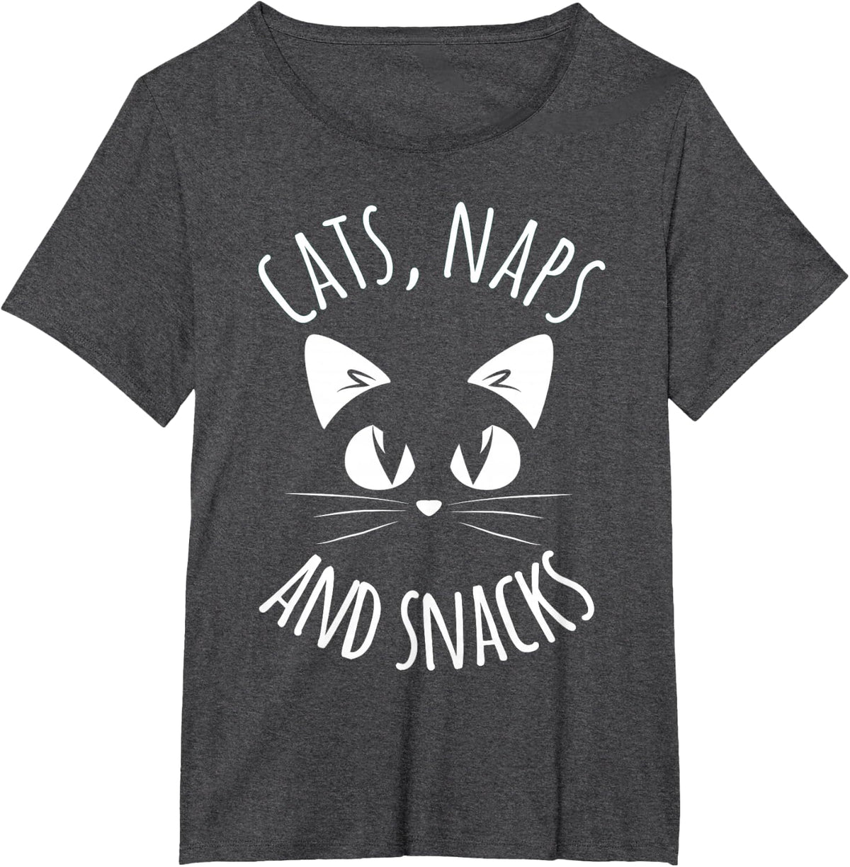 Funny Cats, Naps, Snacks, Cat Lover Fur Mom Dad Shirt Gift T-Shirt - Dark Heather Grey