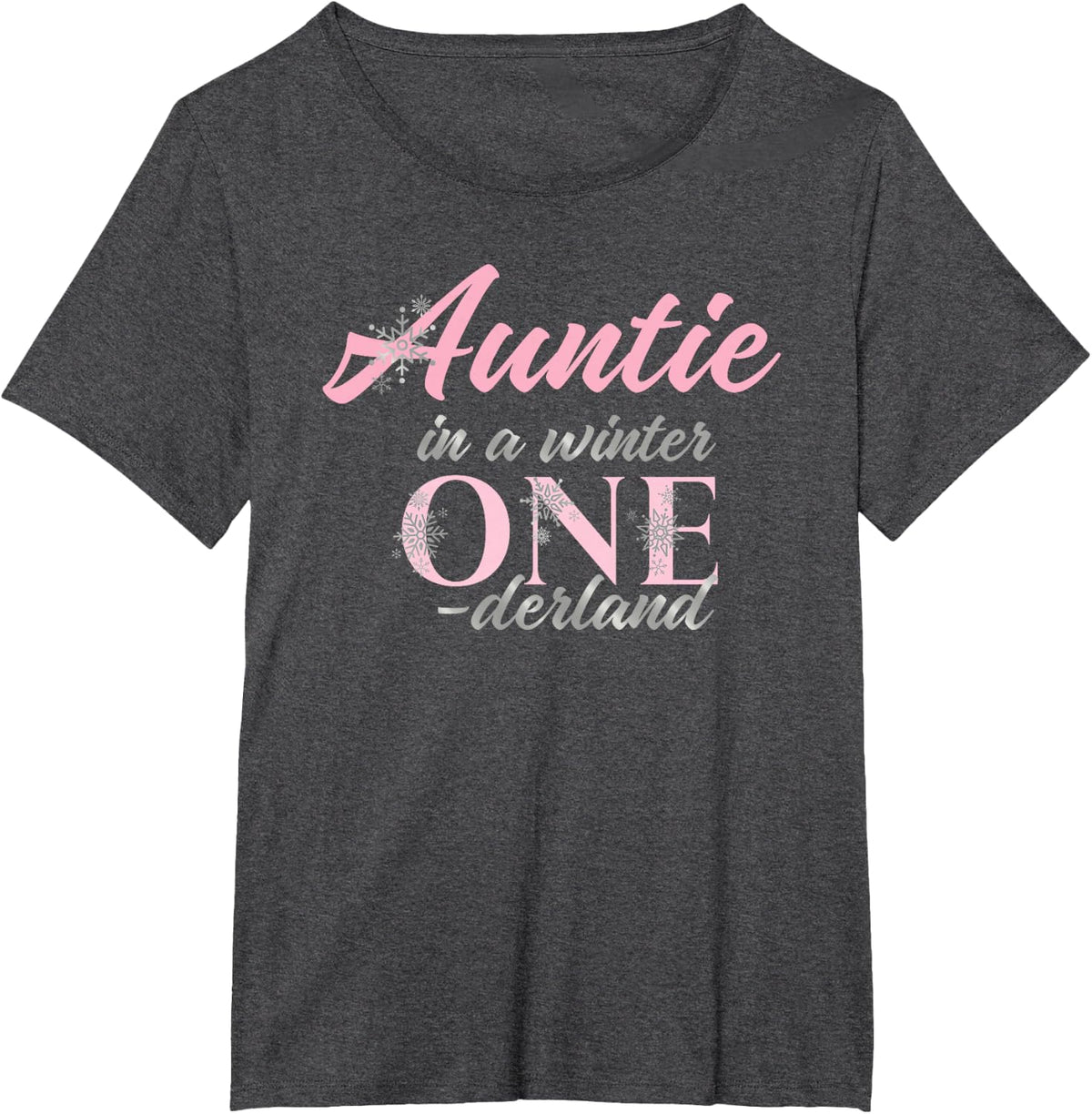 Auntie Of The Birthday for Girl Winter Onederland 1st T-Shirt - Dark Heather Grey