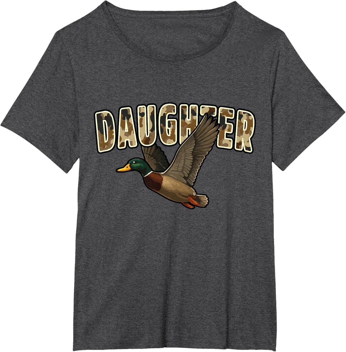 Camouflage Vintage Mallard Duck Retro Camo Hunting Daughter T-Shirt - Dark Heather Grey