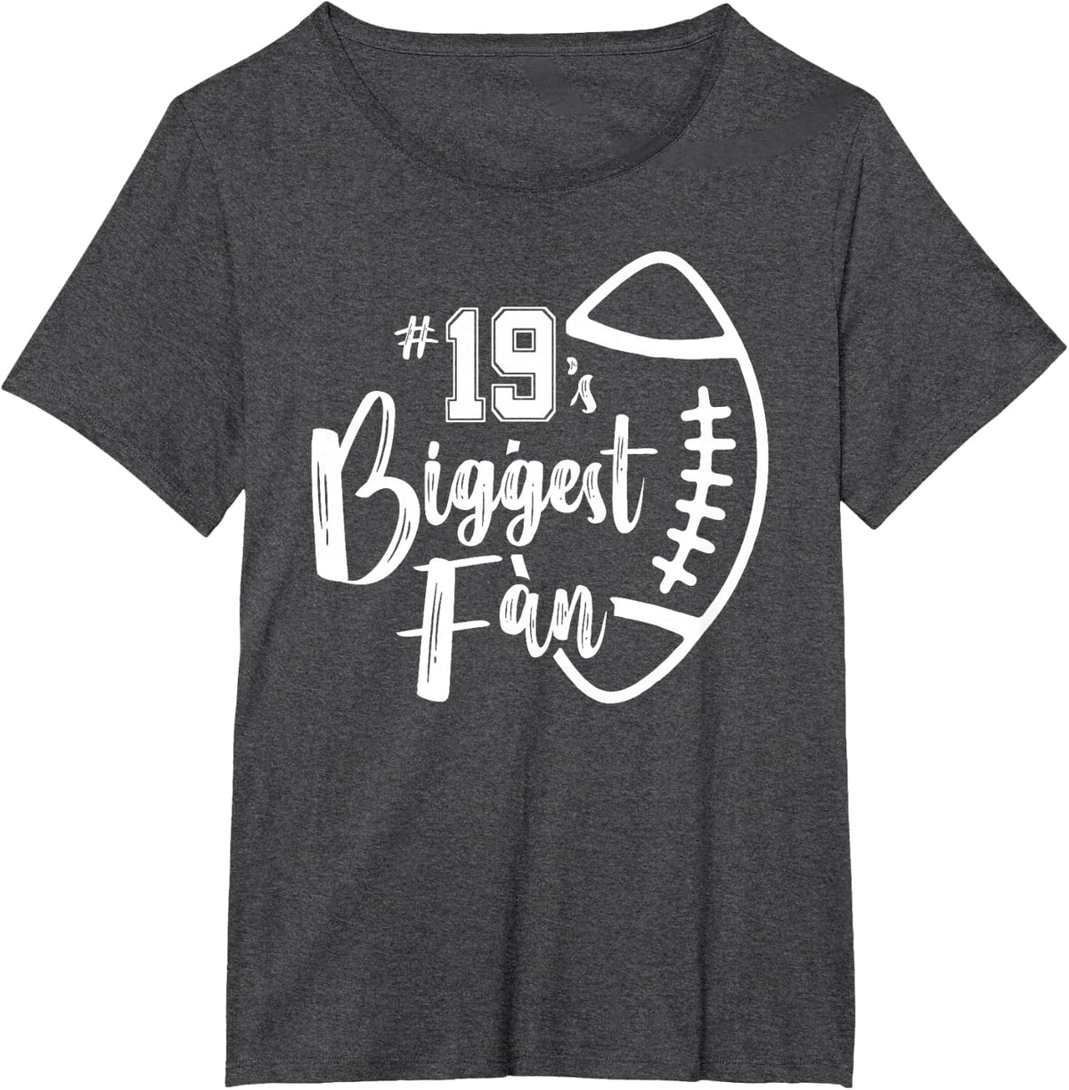 Number 19's Biggest Fan Shirt Football Player Mom Dad Family T-Shirt - Dark Heather Grey