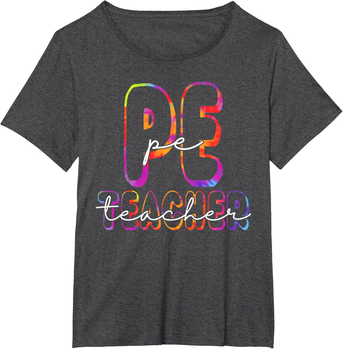 PE Teacher Student First Day Back To School Tie Dye T-Shirt - Dark Heather Grey