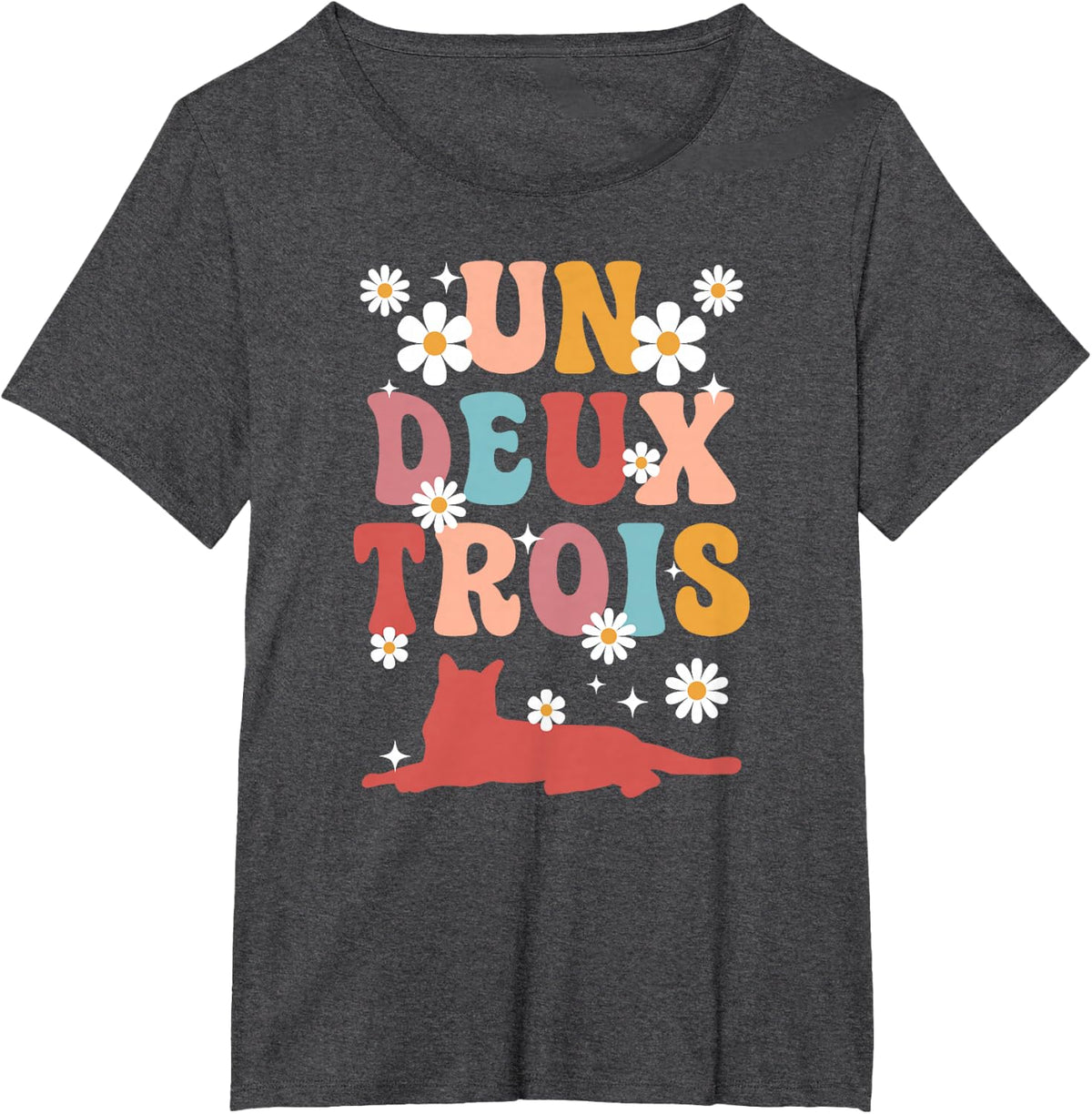 Un Deux Trois French Teacher French Teaching T-Shirt - Dark Heather Grey