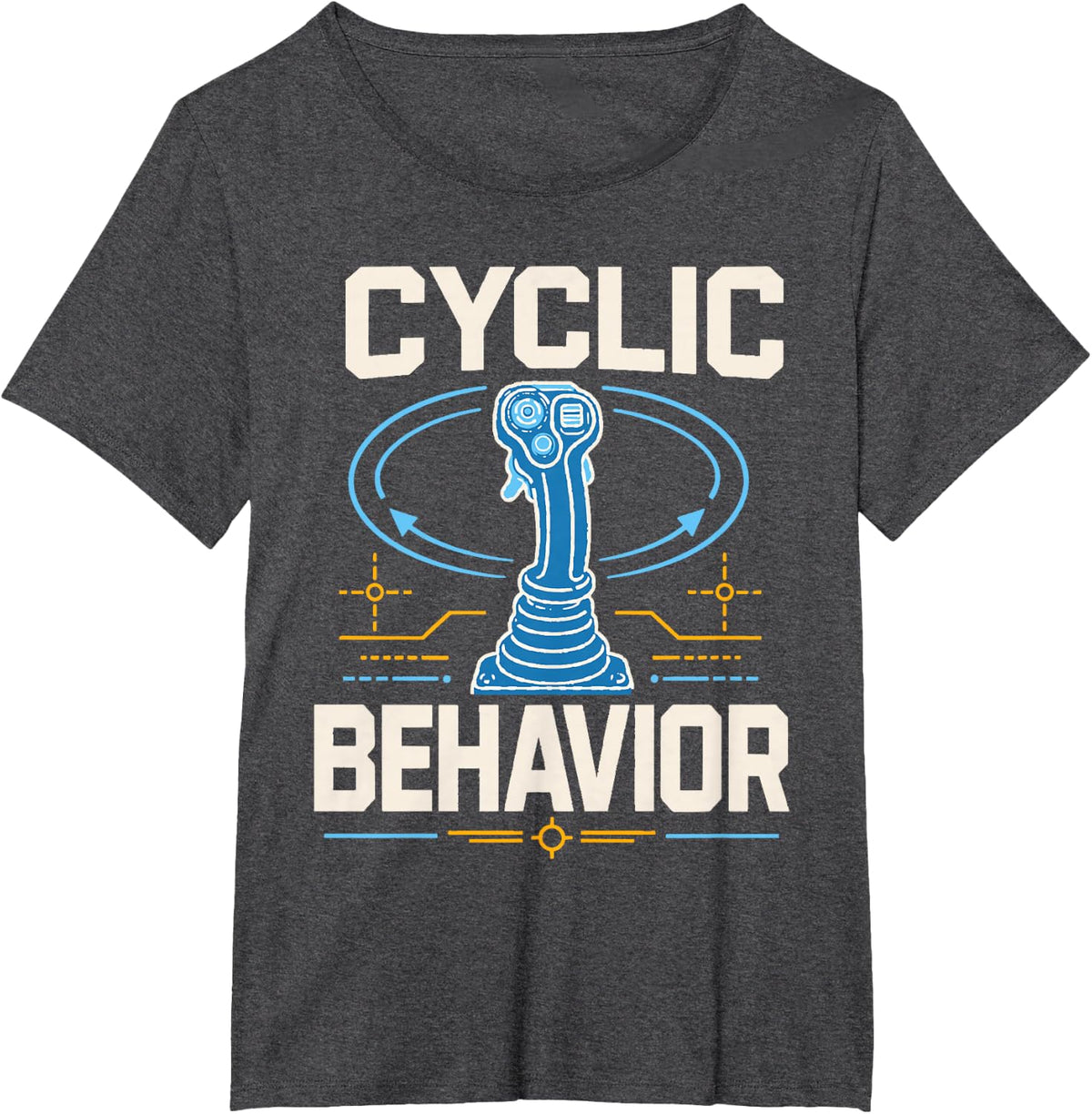 Cyclic Behavior Helicopter Pilot Flight Controls T-Shirt - Dark Heather Grey