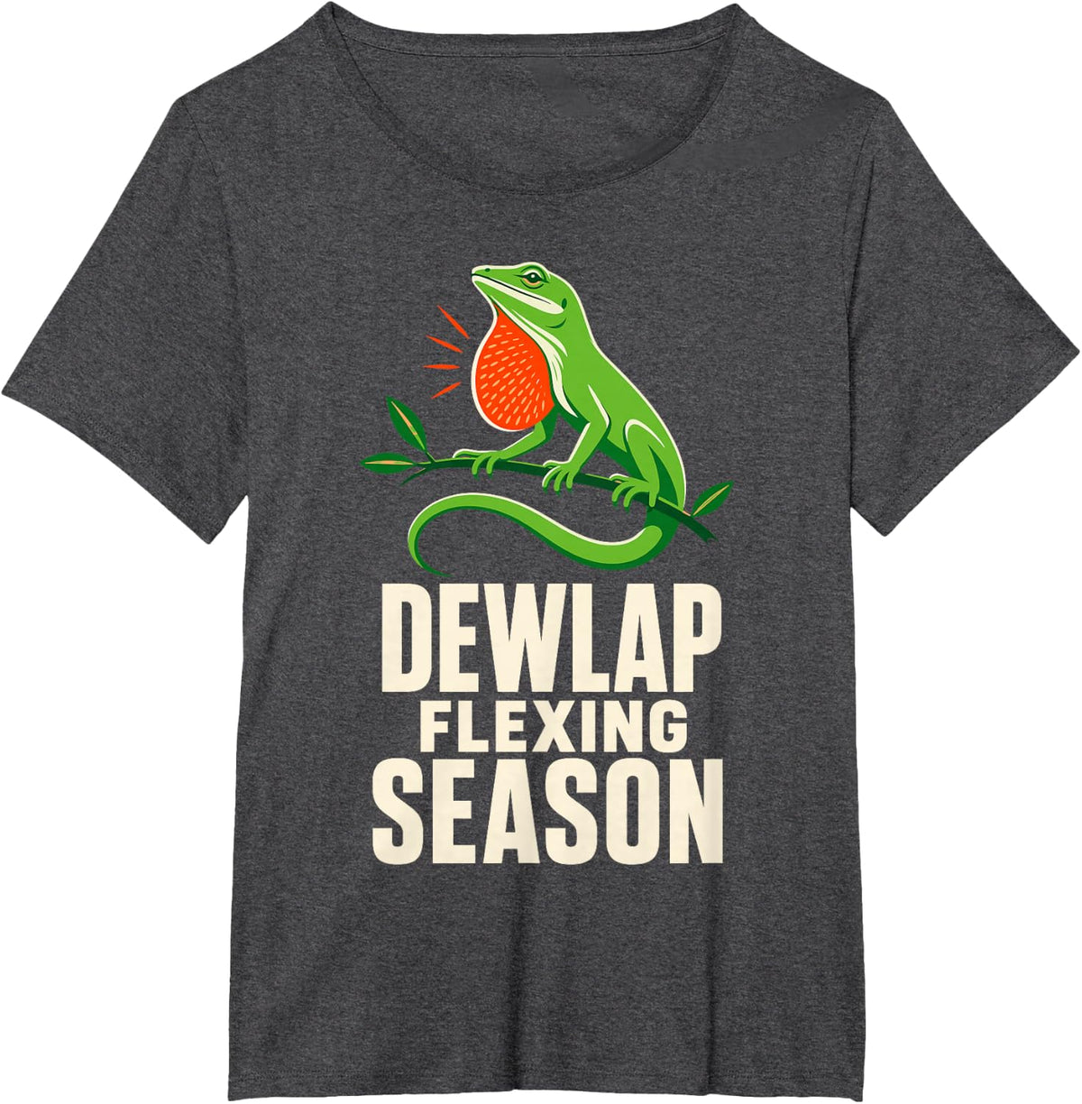 Dewlap Flexing Season Green Anole Lizard T-Shirt - Dark Heather Grey