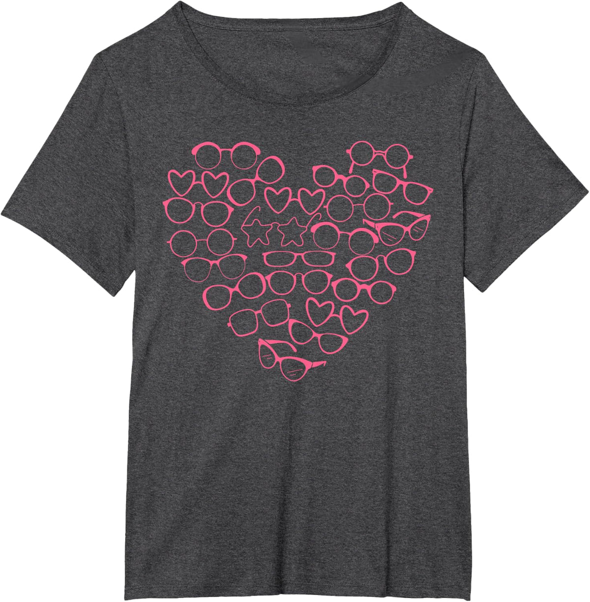 Eyeglasses Optometry Symbols Heart Valentines Eye Doctor T-Shirt - Dark Heather Grey