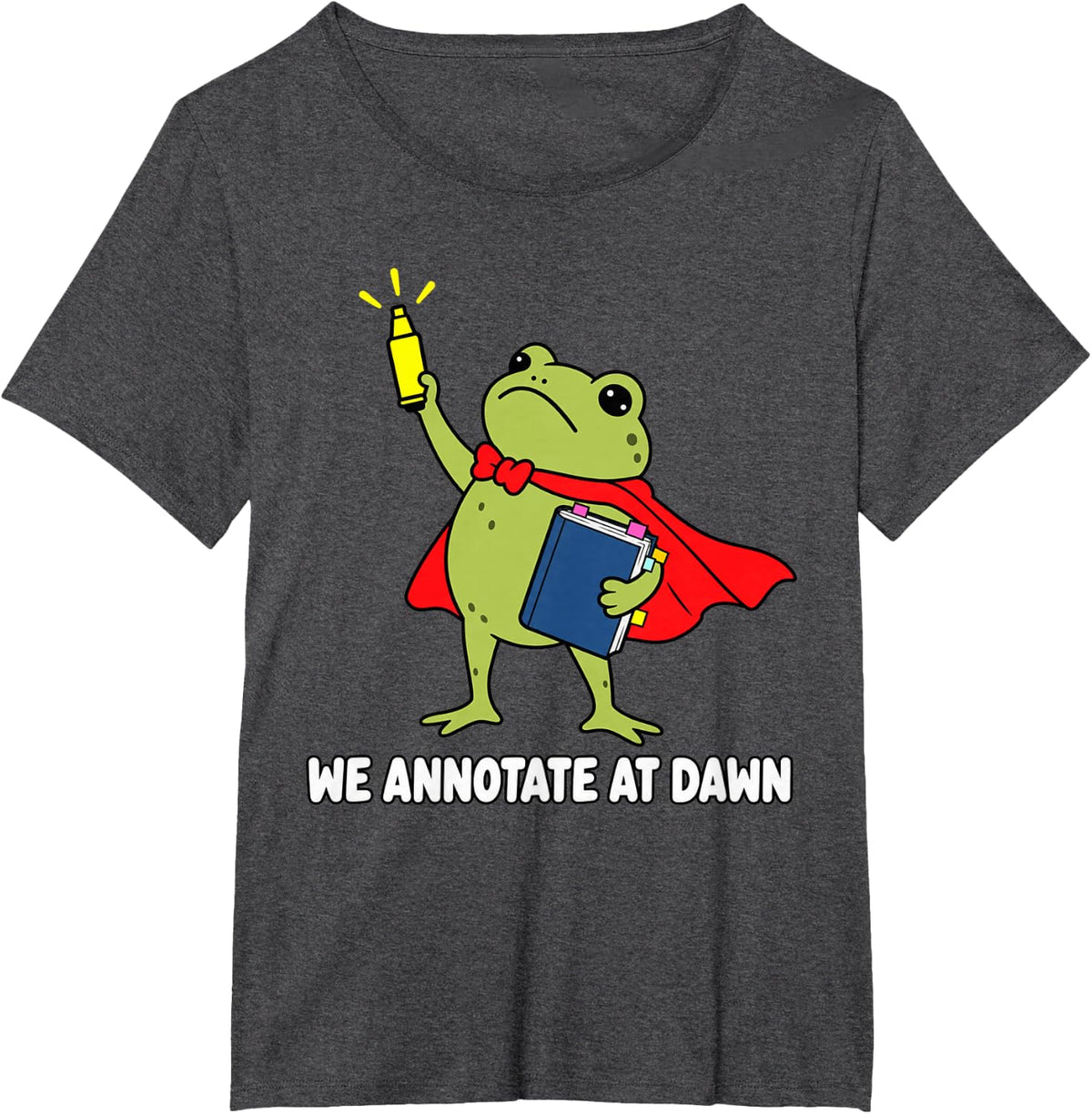 English Teacher Reading Highlighter Frog Classroom Humor T-Shirt - Dark Heather Grey