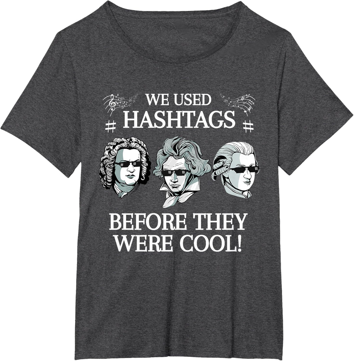 Classical Composers Mozart Bach Classical Music T-Shirt - Dark Heather Grey