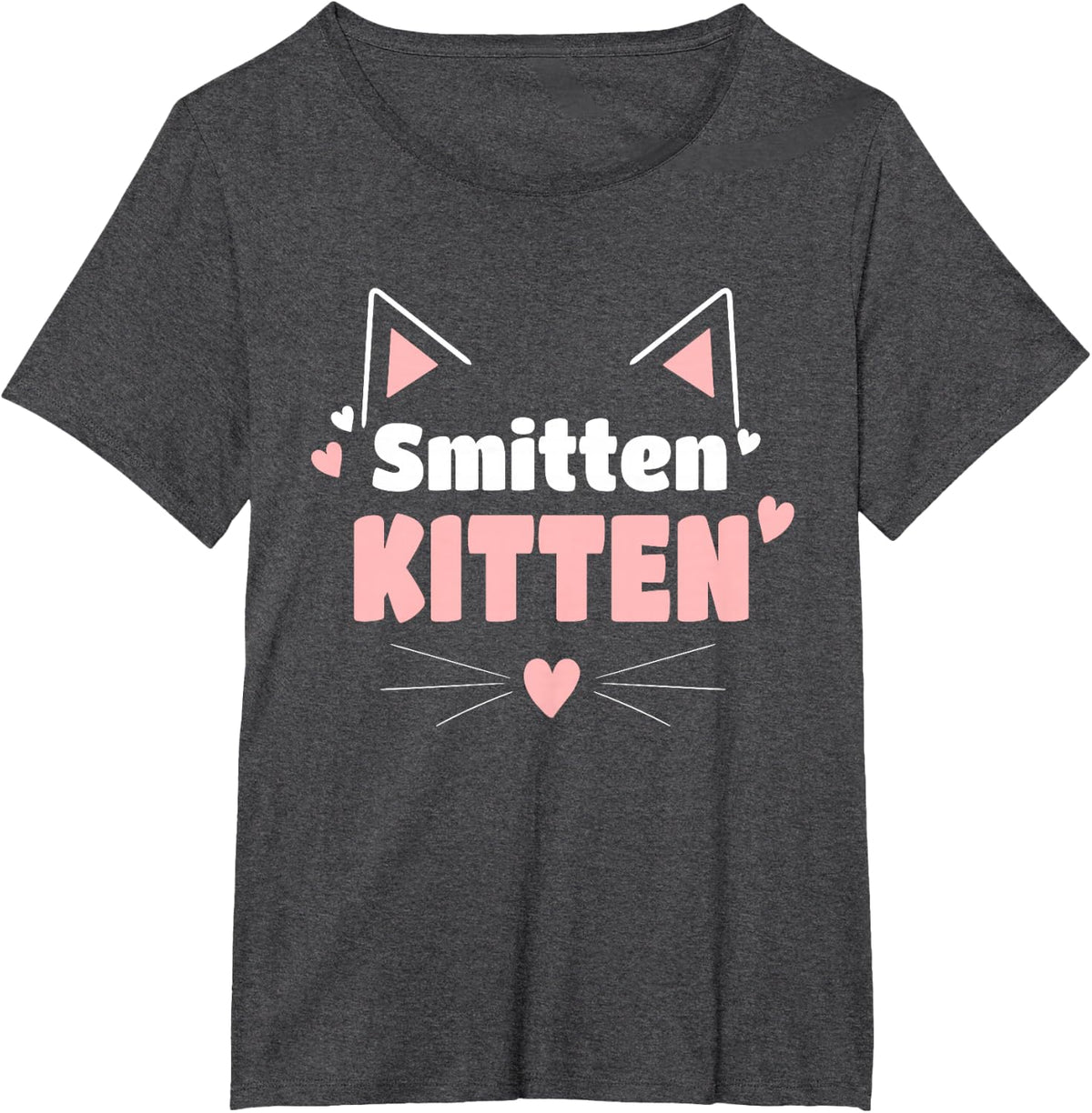 Funny Cat T-Shirt - Smitten Kitten T-Shirt - Dark Heather Grey