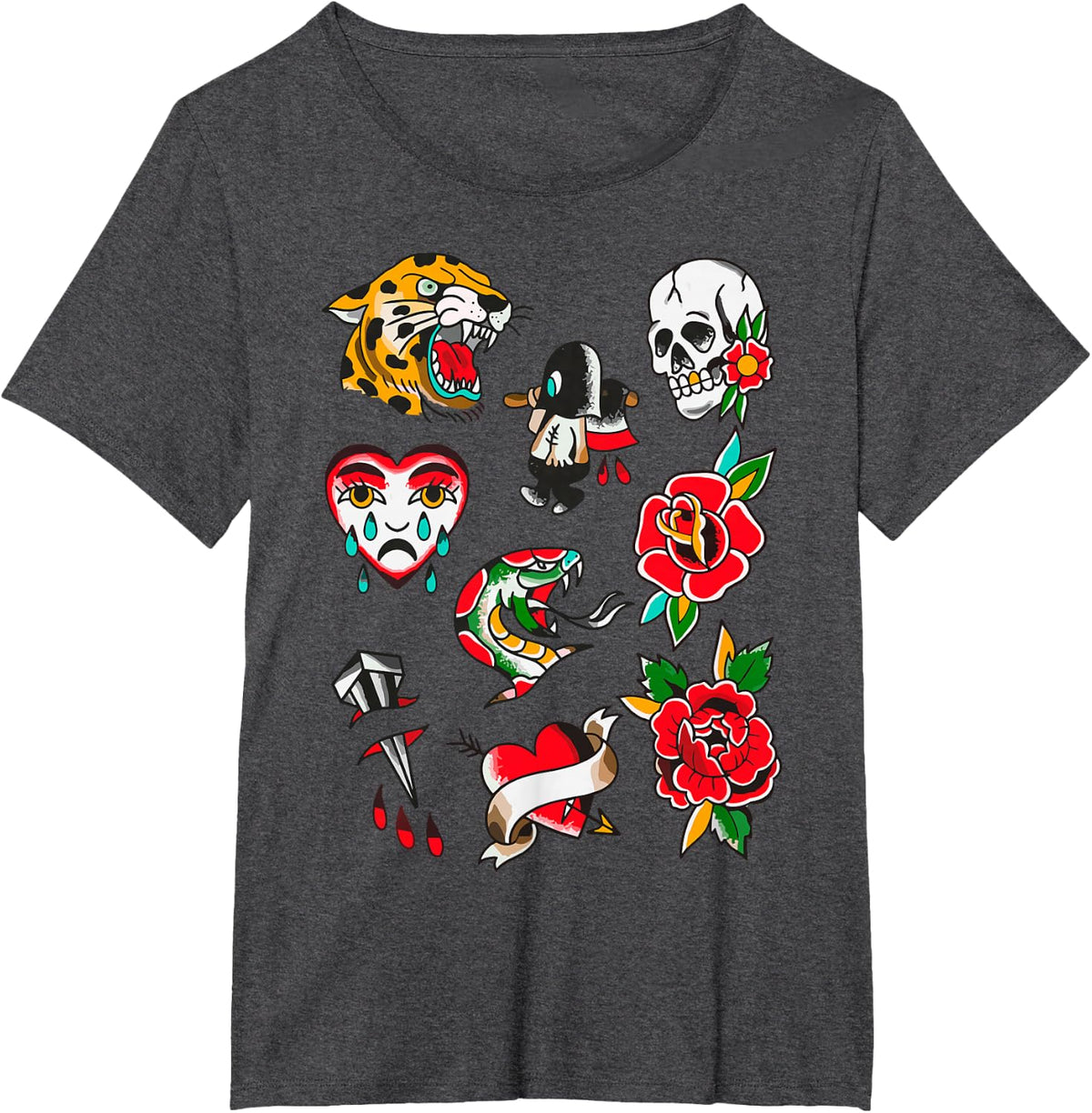Vintage American Traditional Old School Tattoos Ink Artist T-Shirt - Dark Heather Grey
