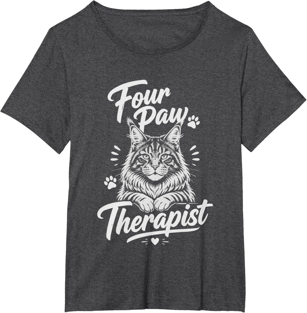 Maine Coon Cat Mom Therapist Has Four Humor Mama Lover T-Shirt - Dark Heather Grey
