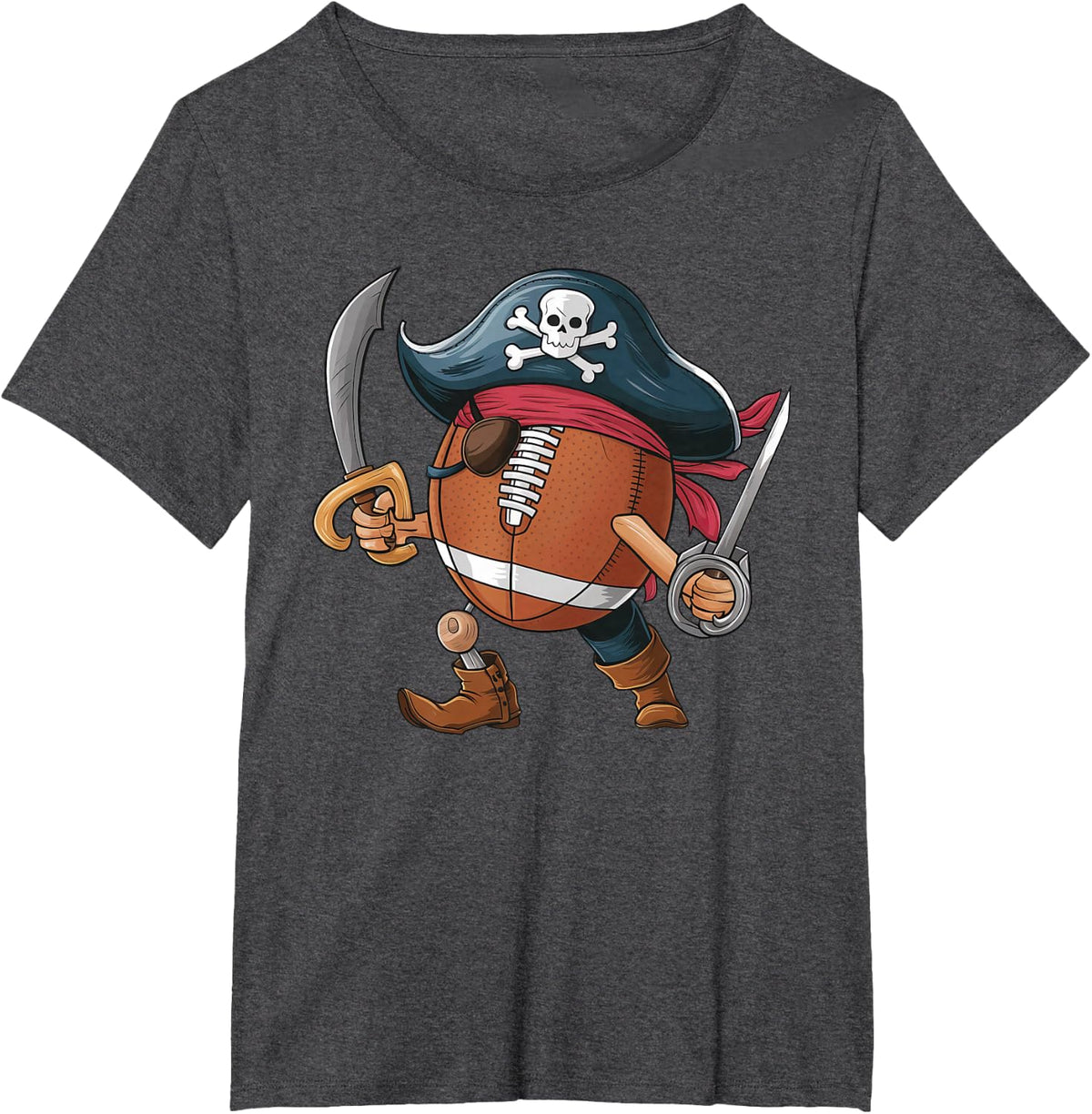 Funny Football Pirate Halloween Mens Womens Kids Football T-Shirt - Dark Heather Grey