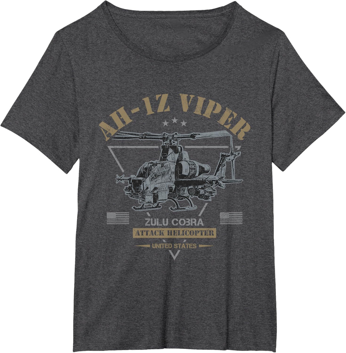 AH-1Z Viper Zulu Cobra Attack Helicopter Tee | Military Aviation T-Shirt for Men Women - Dark Heather Grey