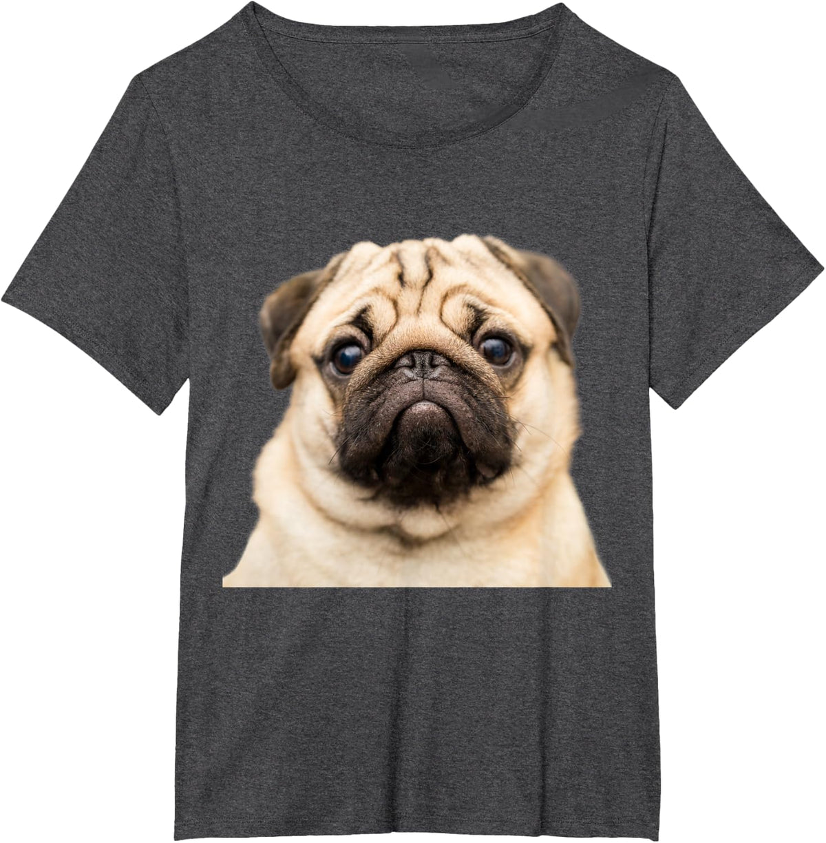 Pug Dog Face Close-up T-Shirt - Dark Heather Grey