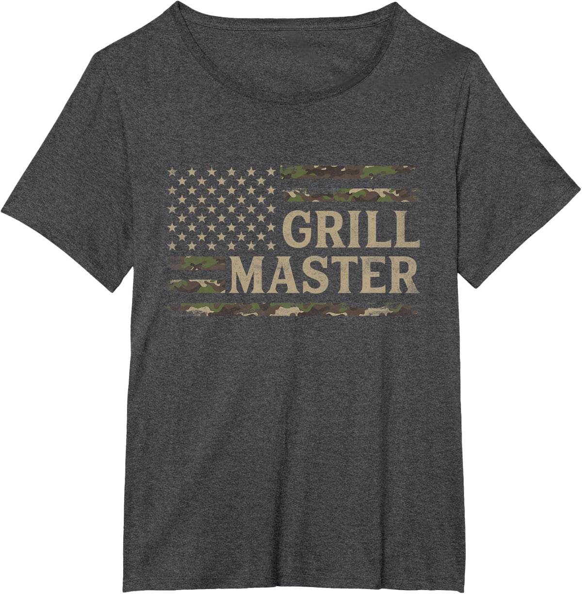 Grill Master Camo USA Flag Father's Day Camourflage Dad Papa T-Shirt - Dark Heather Grey