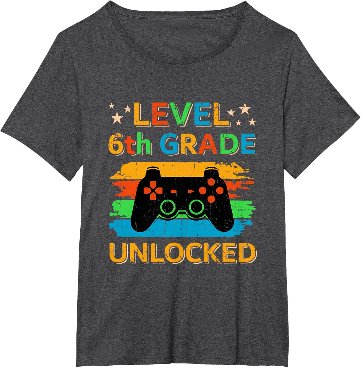 Level 6th Grade Unlocked Gaming Gamer First Day of School T-Shirt - Dark Heather Grey