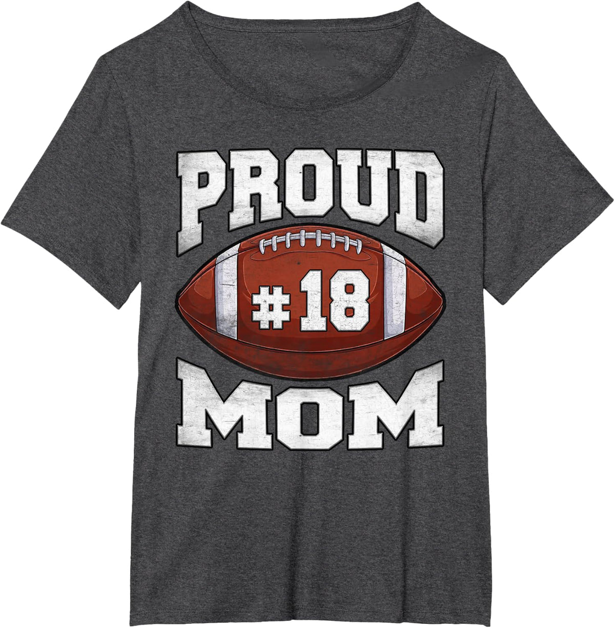 Night Number 18 Football Jersey Proud Mom Football Player T-Shirt - Dark Heather Grey